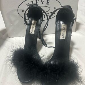 Steve Madden Black Feathered Heels